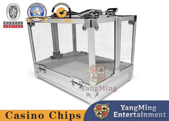 Kualitas 600 pcs Aluminium Kejelasan Jendela Kasino Poker Chips Pembawa Dengan Dua Kunci pabrik