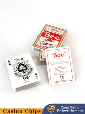Quality Red And Blue Bee Back Pattern 310 Grams Of Paper Pulp 4 Layers Of Composite Pressing Opaque, No Creases, High-density Black Core Casino Playing Cards Color Box Packaging factory