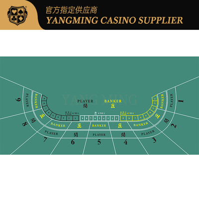 Premium Red-Printed Waterproof Gaming Mat Featuring Combined Baccarat / Texas Poker Casino Layouts