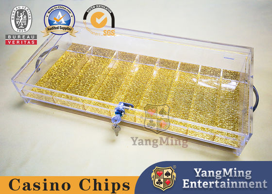 Quality High-Quality Transparent Acrylic 8 Grid With Lock Chip Box Gambling Poker Table Round Square Combination Gold Wire Hand factory