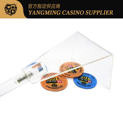 Kalite Bakara Şeffaf 2 Bölüm Cips Kod Alıcı Geri Çekilebilir Kalınlaşmış Akrilik Seramik Cips Komisyon Plastik Saplı fabrika