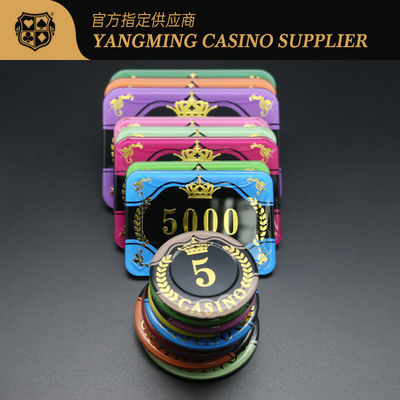 Jakość Pszenica Korona Brązujący Akryl Kasyno Poker Chips Niestandardowe fioletowe światło UV fabryka