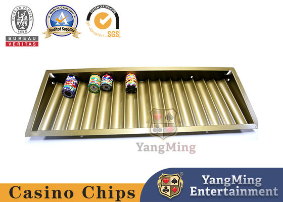 15 Row Gold Yellow Color 2 Layer Double Lock Metal Casino Chip Tray With Two Layer Casino Chip Holder