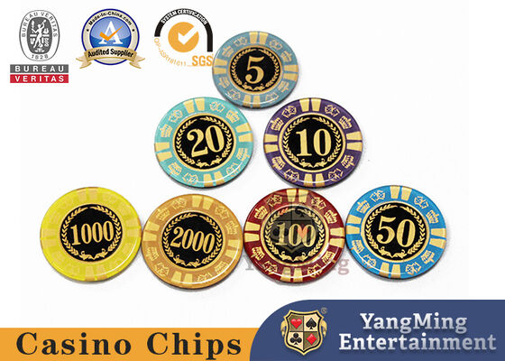 Acrylic Crystal Casino Poker Chips With Screen Printing Pattern