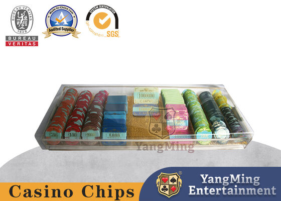 SGS Casino Chip Tray Club Gold Wire Bottom Structure 8 Rows UV RFID Chips Handle Carrier