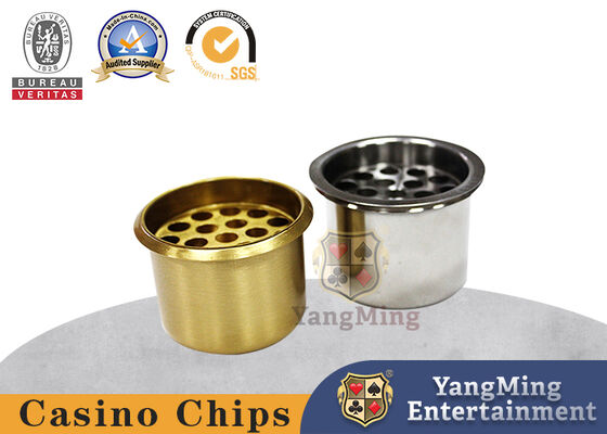Quality Industrial Grade Stainless Steel Metal Two-Color Ashtray Private Club Custom Poker Gambling Game Table Water Cup Holder factory