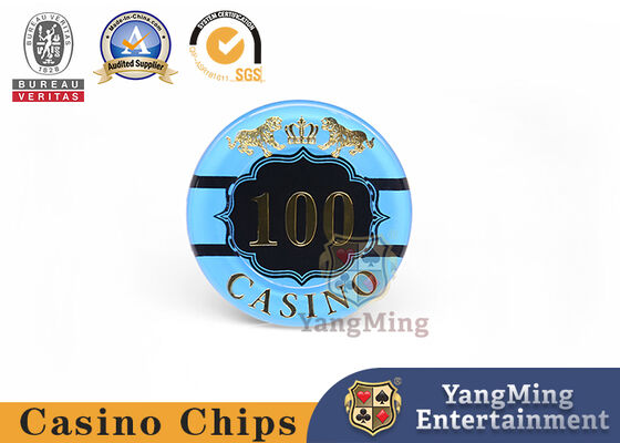 Kwaliteit Crystal Acrylic Crown Tiger Chips Hoogtemperatuur Hot Stamping Poker Anti-vervalsing Plastic Gambling Club Chips fabriek