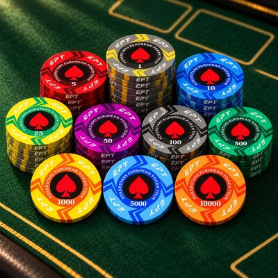 Quality In Stock EPT Ceramic Poker Chips for Texas Hold'em Casino Table Games factory