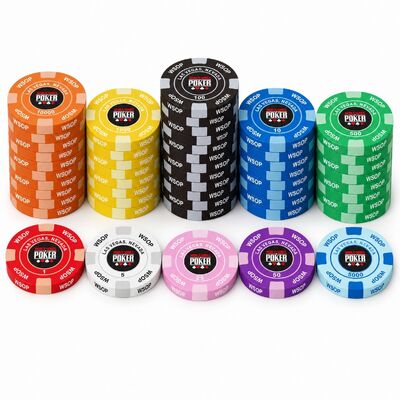 Quality Multicolor WSOP Ceramic Poker Chips with Personalized Artwork for Poker Rooms factory
