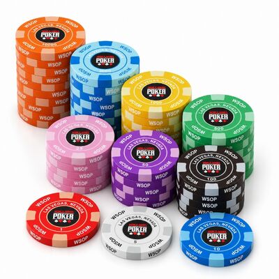 Quality Multicolor WSOP Ceramic Poker Chips with Personalized Artwork for Poker Rooms factory
