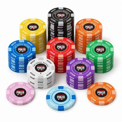 Quality Multicolor WSOP Ceramic Poker Chips with Personalized Artwork for Poker Rooms factory