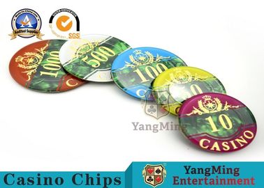 Fashion Bronzing Acrylic Purple Casino Poker Chip Set Anti - Counterfeit Customizable
