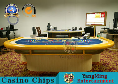 Fiber Fireproof Board Baccarat Gambling Poker Table 3m³ With Wooden Pedestal Leg