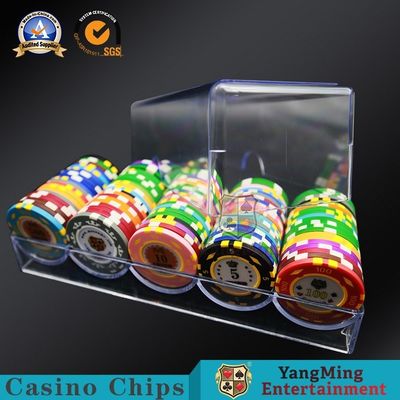 Kwaliteit 100 PCs 40mm Transparant Acrylcasino Chip Tray With Cover/het Gokken de Toebehoren van de Baccaratlijst fabriek