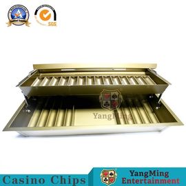 14 Rows Double Layer Copper Plating Metal Chip Tray With lid and Double Lock Casino Chips Tray
