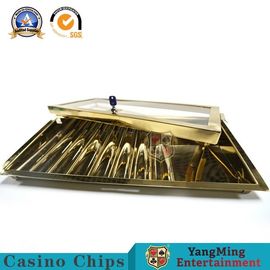 Single Tier Casino Chip Tray Titanium Square Round UV Gambling Chips Box With Cover