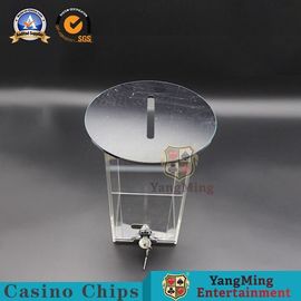 Poker Table Playing Cards Acrylic Drop Box Black Round Bottom With Metal Lock