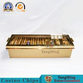 Two Layers Titanium Golden Casino Chip Tray With Lid And Locks Metallic Iron Color