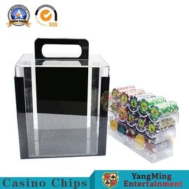 1000PCS Poker Round Chips Carrier Handle Full Transparent Chips Case