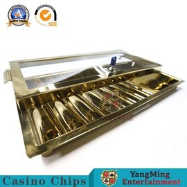 Light Weight 7 Rows Metal Lock Casino Chip Box Titanium Yellow Bright