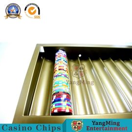 one Layer Luxury Gold Metal Gambling Casino Chip Tray 300-500Pcs 14g Clay Chips Holder