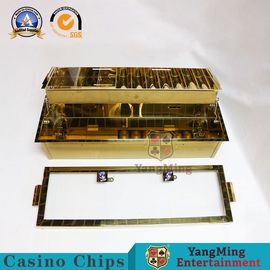 Superior Casino VIP Club Double Layer Gold Metal Chips Tray 2 Metal Lock Gambling Chips Float 10 Rows Combination Case