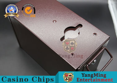 Large Capacity Metal Iron Double Cash Box With Lock Customized Metal Key Gambling Accessorie