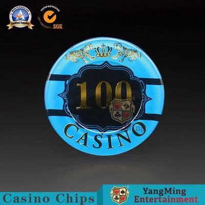 Crystal Acrylic Crown Tiger Chips Hot Stamping Poker Anti Counterfeiting