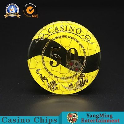 Acrylic Crystal Plastic Poker Chips Mesh Dragon Phoenix Bronzing