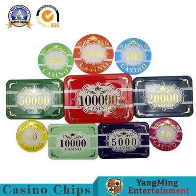 94*66mm Plastic Casino Poker Chip Set Rectangle Round
