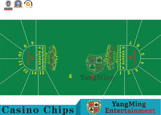 15-Players Green Baccarat Poker Game Luxury Layout Version Two-Round Distribution Design Factory Custom-Made Table Cloth