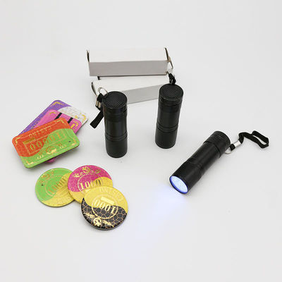 Qualität UVanti-fälschungskennzeichen schwarzer Mini Portable Lanyard Code Inspections-Lampen-Texas Holde-' M Poker Chip Coin Plastic Sheet Fabrik
