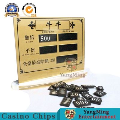Acrylic Golden Transparent NiuNiu Gambling Poker Game Limited Red Card Entertainment Chip Table Manual Digital Sign