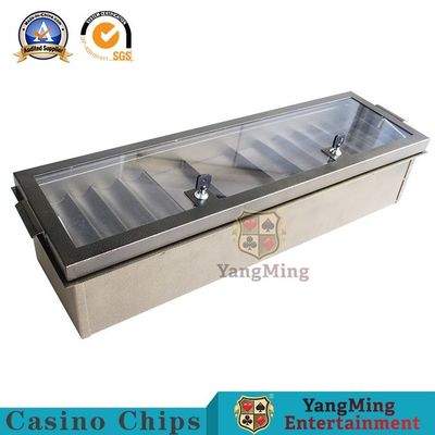 Quality Brass-Colored Metal Iron Double-Layered Chip Tray With Lock Baccarat Poker Acrylic Clay Anti-Counterfeiting Chip Bracket factory