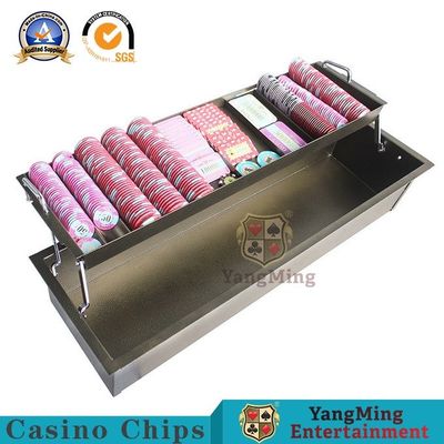 Quality Brass-Colored Metal Iron Double-Layered Chip Tray With Lock Baccarat Poker Acrylic Clay Anti-Counterfeiting Chip Bracket factory