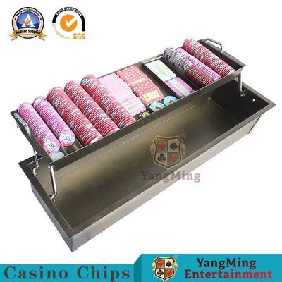 Brass-Colored Metal Iron Double-Layered Chip Tray With Lock Baccarat Poker Acrylic Clay Anti-Counterfeiting Chip Bracket
