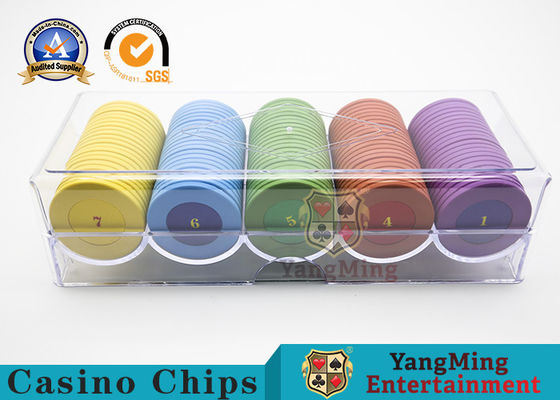 Kualitas Kualitas Tinggi Akrilik Tebal 5 Grid Bulat Chip Pembawa 100 Pcs Transparan Meja Poker Desktop Tanpa Penutup Pemegang Chip pabrik