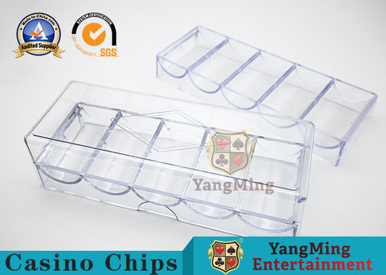 Kualitas Kualitas Tinggi Akrilik Tebal 5 Grid Bulat Chip Pembawa 100 Pcs Transparan Meja Poker Desktop Tanpa Penutup Pemegang Chip pabrik