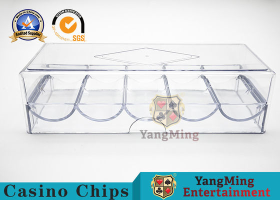 Kualitas Kualitas Tinggi Akrilik Tebal 5 Grid Bulat Chip Pembawa 100 Pcs Transparan Meja Poker Desktop Tanpa Penutup Pemegang Chip pabrik