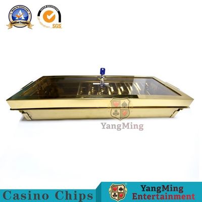 Quality Titanium Gold Single Layer Plating Locked Chip Tray For Private Clubs Metal Chip Box Poker Table Table Accessories factory