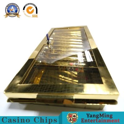 Titanium Gold Single Layer Plating Locked Chip Tray For Private Clubs Metal Chip Box Poker Table Table Accessories