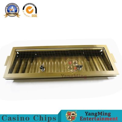 Quality 15 Grid Round Code Metal Glass Cover Casino Chip Tray Single Layer factory