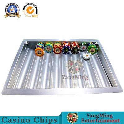 Quality Silver White 8 Grid Blackjack Casino Chip Tray Anti Counterfeiting factory