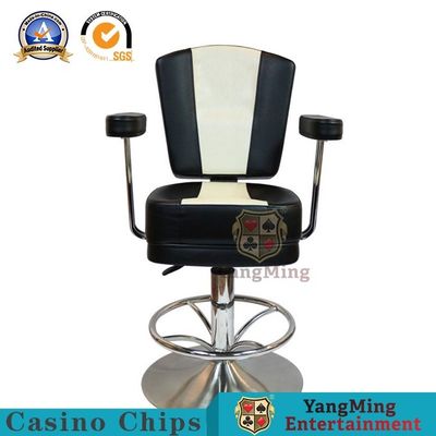 Simulation PU Rotating Bar Black Jack Casino Gaming Chairs Metal Foot