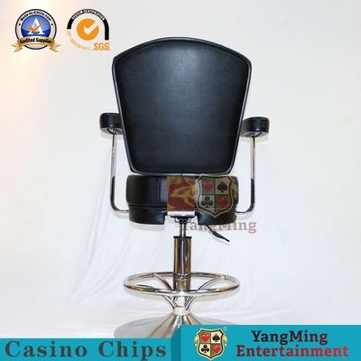 Simulation PU Rotating Bar Black Jack Casino Gaming Chairs Metal Foot