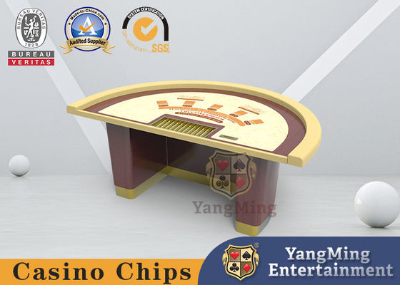 คุณภาพ MDF Board Blackjack Poker Game ตารางหมากรุกครึ่งวงกลมรอบเท้า โรงงาน