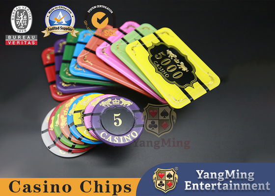 Quality Crystal Acrylic Crown Tiger Chips High Temperature Hot Stamping Poker Anti-counterfeiting Plastic Gambling Club Chips factory