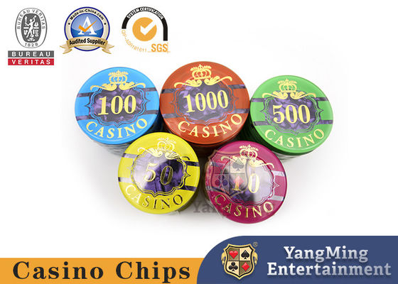 Kwaliteit 3 laag Acrylshell pattern design bronzing ceramic Clay Casino Chips fabriek