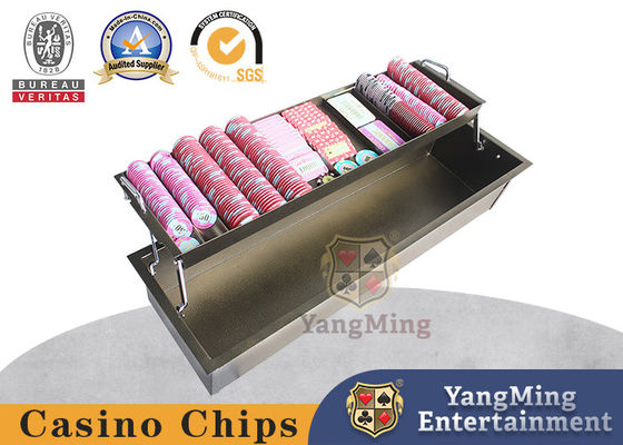 Quality 12 Grid Double-Layer Round Code Square Code With Lock Poker Clay Ceramic Chip Box Iron Chip Tray factory