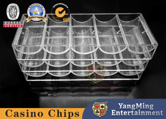 5 Rack 40mm Diameter Round Code Casino Chip Tray  With Cover
